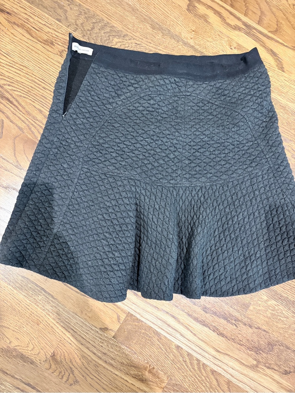 Rebecca Taylor Black Textured Circle Skirt